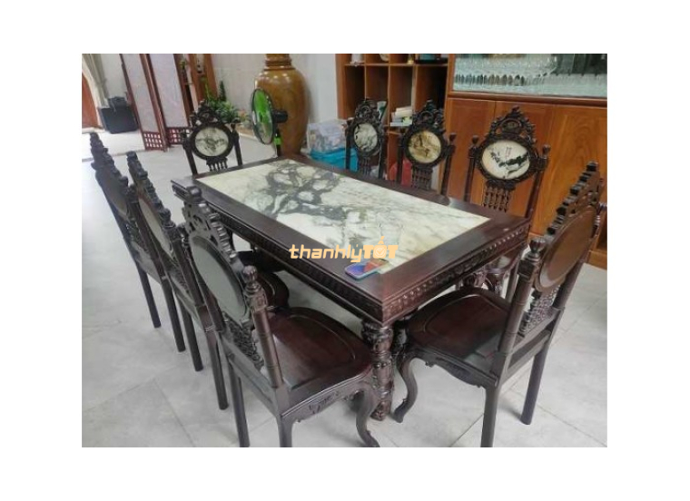 Thanh Lý Bộ Bàn Ăn Mặt Đá 8 Ghế Giá Rẻ