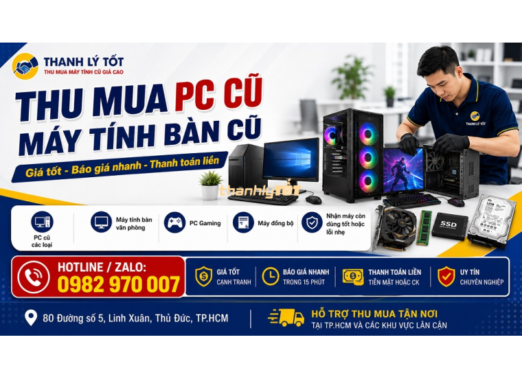 Bảng giá thu mua máy tính cũ TPHCM 2026 – Xem trước để khỏi bán hớ